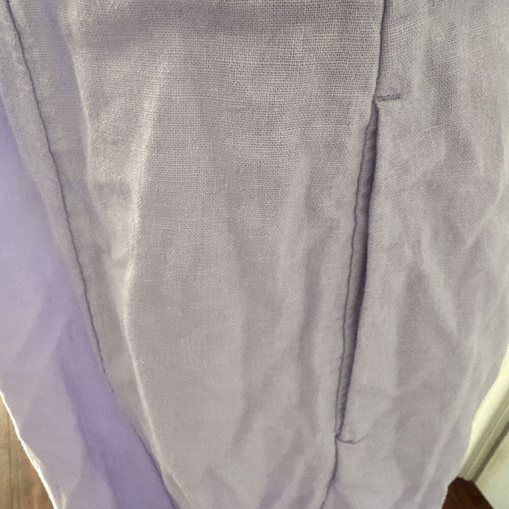 Old Navy Womens Linen Sundress Large Lavender Shirred Pockets Sweetheart Neck - Picture 8 of 9